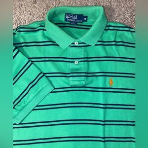 Polo Ralph Lauren Men’s Medium Polo Green Striped Beach Golf Work Shirt